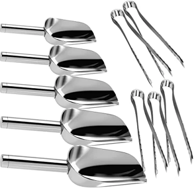 Image of Ice Tongs Scoop Set 10PCS Metal Scoopers for Pick and Mix, Stainless Steel Mini Candy Buffet Wedding Bar Party Kitchen Supermarket