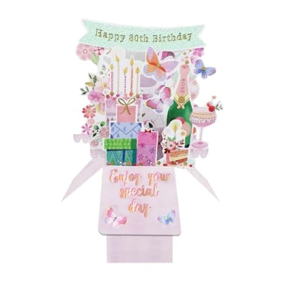 Image of Clever Cube 80th Birthday for Her Party Time Fun! Pop Up Greeting Card CU006.C