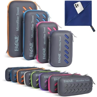 Image of BAGAIL Microfibre Travel Towel, Perfect Camping Swimming Towel and Beach Quick Dry Super Absorbent Ultra Compact, Great for Sports, Gym, Yoga Backpacking