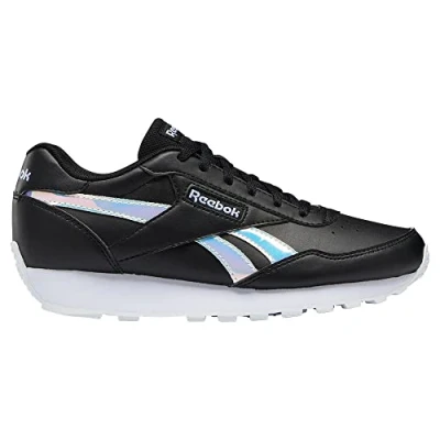 Image of Reebok Women&#039;s Rewind Run Trainer, Core Black Footwear White Lilac Glow, 4 UK