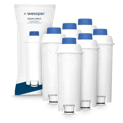 Image of Wessper Coffee Machine Filter Replacement for DeLonghi DLSC002, Water Cartridges Activated Carbon Softener, Compatible with De&#039;Longhi ECAM, Esam, ETAM, BCO, EC. (6 Pack)