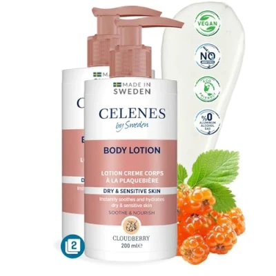 Image of Celenes by Sweden Cloudberry Body Lotion for Dry/Sensitive Skin 200 ml, Hydrates &amp; Nourishes, Free from Parabens, Perfume Alcohol