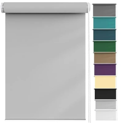 Image of Light Filtering Roller Blinds 60 x cm Privacy Protection Easy to Install, Sun Shade Curtain Durable Fittings Fit for Bedroom, Nursery, Grey