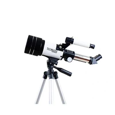 Image of Technaxx Telescope for Landscape and Sky Observation Full Height Adjustable Tripod, 3 x Lenses, Barlow Lens, Solar Green Light Filters Adults or Kids TX 175