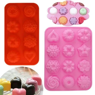 Image of 2Pcs Different Shapes Jelly Moulds for Children, Non Stick Food Grade Silicone Crafting, Dishwasher Safe Wax Melts Baking Trays