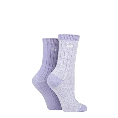 Image of Women&#039;s 2 Pair Jeep Super Soft Ribbed Boot Socks Lilac / Cream 4 8 Ladies