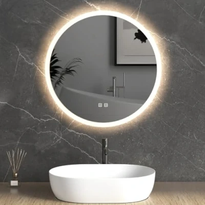 Image of Durovin Bathrooms Wall Mounted Illuminated LED Bathroom Round Mirror Touch Sensitive Switch And Anti Fog 600 x 600mm