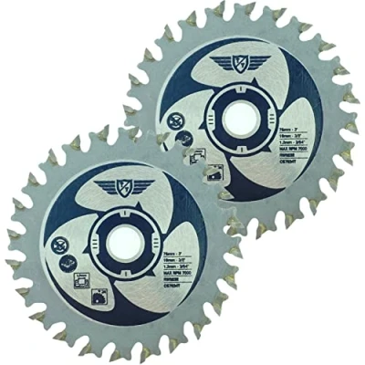 Image of 2 x TopsTools CS7624T_2 76mm 24T 10mm Bore TCT Saw Blades Compatible with Bosch GWS 12 V 76 Milwaukee M12FCOT Parkside PWSA lI Worx WX424 300W WA5030 WA5031 WA5032 WA5033