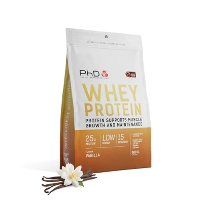 Image of PhD Nutrition Whey Powder 500g Vanilla with 25g Informed Protein per Serving, enriched Well Tolerated Cultures