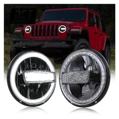 Image of MINIKS Headlamp 2pcs 7Inch Round LED Headlights For Jeep Wrangler JK TJ LJ With DRL High/Low Beam Front Headlight