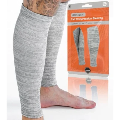 Image of aZengear Calf Compression Sleeves for Men &amp; Women Shin Splint and Support Brace Guards Leg Torn Muscle Cramps (XXL, Mixed Grey)