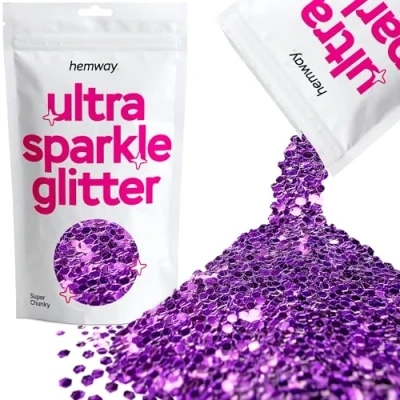 Image of Glitter Purple Ultra Sparkle Sequins Nail Face Festival Christmas Halloween Makeup Super Chunky 100g / 3.5oz