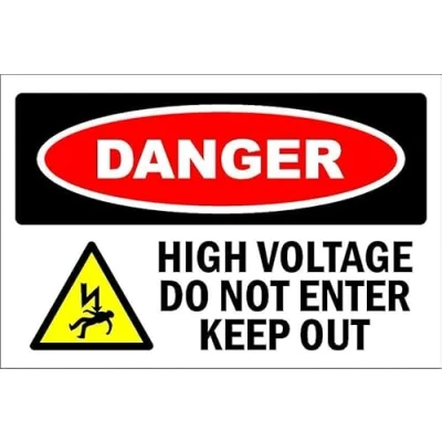 Image of Danger, High voltage do not enter keep out 1mm flexible Plastic sign (200mm x 150mm)
