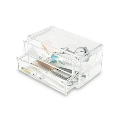 Image of Addis 2 Pull Out Drawer Clear Acrylic Jewellery Cosmetic Storage Organiser Box,