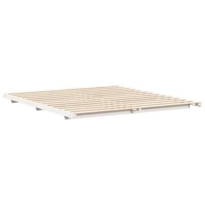 Image of Floor Bed Frame White 200 x 220 cm Solid pine wood Vidaxl