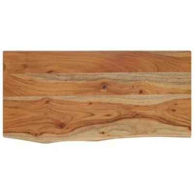 Image of vidaXL Wall Shelf Rectangular Storage Solution in Solid Acacia Wood with Natural Finish, Live Edge Design, 60x30x3.8 cm
