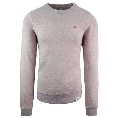 Image of Scotch &amp; Soda Garmentdyed Crewneck Mens Sweat Pinkl Ash Melange S