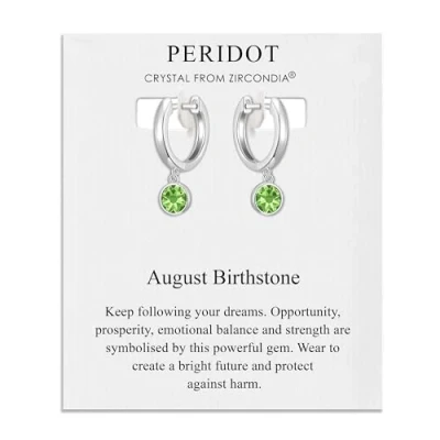 Image of Philip Jones August Birthstone Hoop Earrings Created with Peridot Zircondia® Crystals