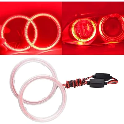 Image of Qasim 1 Pair Red 80MM 63SMD COB Led Halo Ring Angel Eyes Headlight Fog Lamp with lampshade Cover 12V 24V