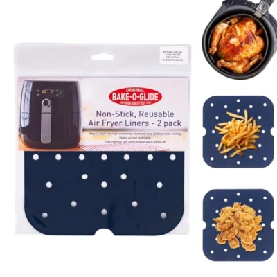 Image of Bake O Glide AFL003 Air Fryer Liner, Woven Glass Fabric Coated in 100% PTFE, Blue