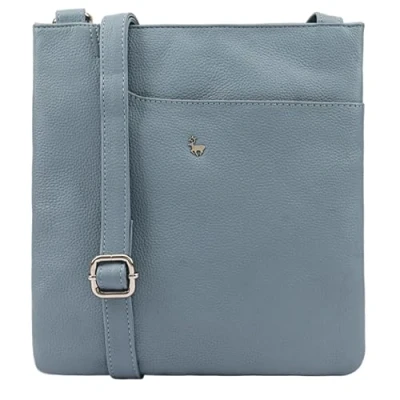 Image of Lloyd Baker Genuine Leather Crossbody Bag, Soft Shoulder Handbag with Adjustable Strap, Phone Compact Size Multiple Compartments, KANATAL (Sky Blue)