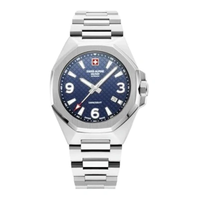 Image of swiss alpine military Men&#039;s Watch Analogue Quartz 7005.1 Stainless Steel, Steel/Steel/Blue 1135sam, Bracelet