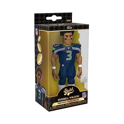 Image of Funko Gold 5&quot; NFL: Seahawks Russel Russell Wilson 1/6 Odds for Rare Chase Variant Collectable Vinyl Action Figure Birthday Gift Idea Official Merchandise Ideal Toy Sports Fans