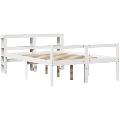 Image of vidaXL Senior Bed with Headboard without Mattress White 150x200 cm King Size