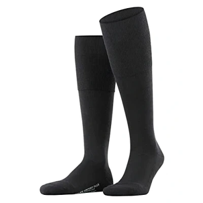 Image of FALKE Men&#039;s Airport Plus M KH Wool Cotton Long Plain 1 Pair Knee High Socks, Black (Black 3000), 10 11