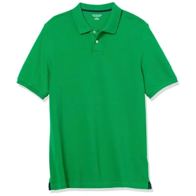 Image of Amazon Essentials Men&#039;s Regular Fit Cotton Pique Polo Shirt (Available in Big &amp; Tall), Green, S