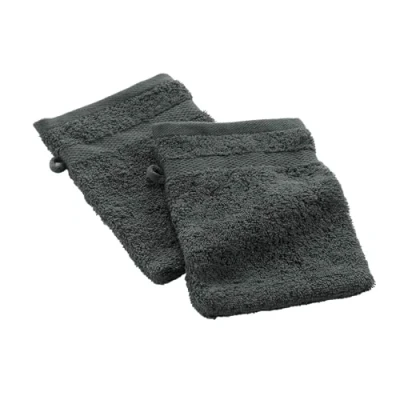 Image of Douceur d&#039;Intérieur, Elegance 2 Wash Mitts 15 x 21 cm Anthracite 100% Cotton Plain