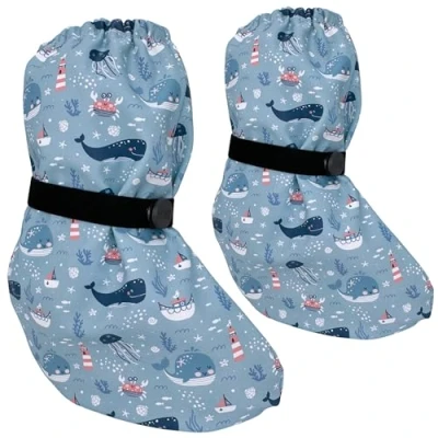 Image of HECKBO Baby rain booties 18 to 24 months waterproof with fleece lining Sea animals Fish outdoor mud shoes for babies &amp; toddlers