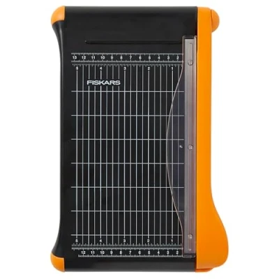 Image of Fiskars Recycled Bypass Guillotine Paper Cutter 9&quot; Cut Length Craft Paper, Cardstock and Photo Trimmer Suitable for Traveling Self Sharpening Blade