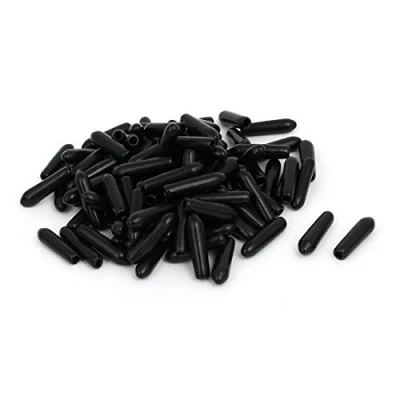 Image of sourcing map 2mm Inner Dia Rubber Hose End Cap Screw Thread Protector Cover Black 100pcs