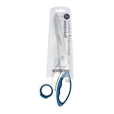 Image of Korbond Precision Dressmaking 9 inch Soft Grip Professional, Household, Fabric, Paper Scissors. Ambidextrous for Right &amp; Left Handed