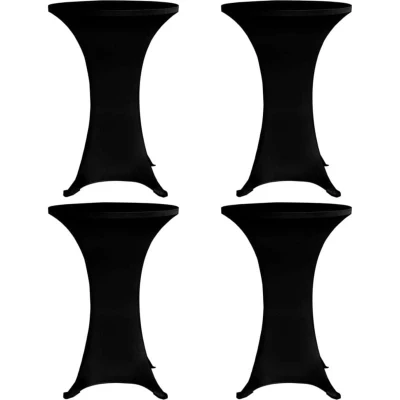 Image of vidaXL Standing Table Cover Ø60 cm Black Stretch 4 pcs