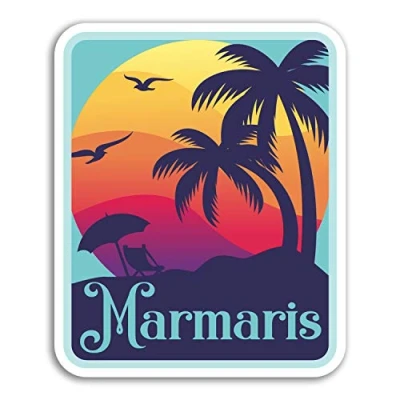 Image of 2 x 10cm Marmaris Vinyl Stickers Turkey Sunset Sticker Laptop Luggage #18469 (10cm Tall)
