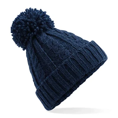 Image of Beechfield Cable Knit Melange Beanie French Navy