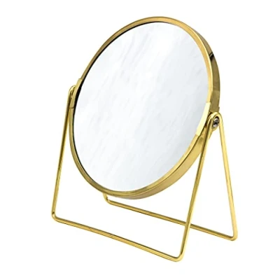 Image of RIDDER Summer Make Up Mirror, Cosmetic Standing Gold, with 5x Magnification, Handy Modern