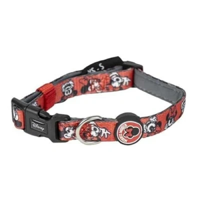Image of Minnie Mouse Premium Dog Collar Pink Size S M Quick Click Closure Made of Polyester Design with 3D Details Original Product Designed in Spain