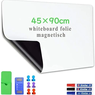 Image of Lyzzxi Magnetic Whiteboard Paper, 45 x 90cm, DIY Self Adhesive Dry Erase Board Sheets, Film Stick on Wall for Office, Home, School