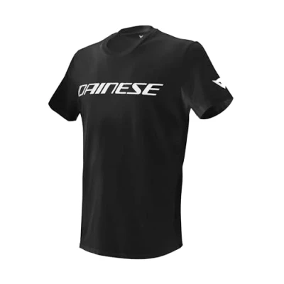Image of Dainese T Shirt, Men&#039;s Short Sleeve 100% Cotton, Adult Shirt Logo, Soft and Cool, Classic Style Motorbike Jersey, Durable Print, Black/White