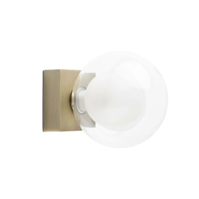 Image of Perla Bathroom Antique Brass Globe Wall Light 1x g9