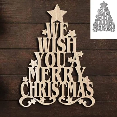 Image of Merry Christmas Tree Metal Die Cuts, Cutting Dies Cut Stencils DIY Scrapbooking Cards Decorative Embossing Paper for Album Card Making
