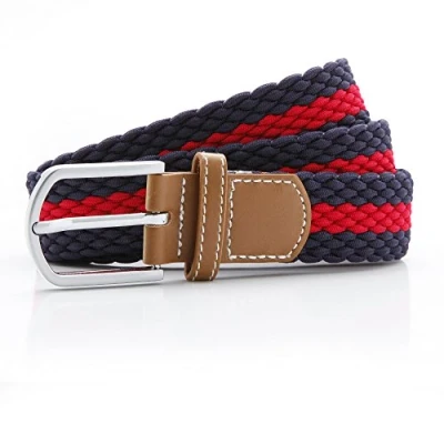 Image of Asquith &amp; Fox Stripe Braid Stretch Belt, Multicolour (Navy/Red 000), 38 (Size:One Size)