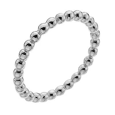 Image of Dew Sterling Silver Beaded Band Ring Size L