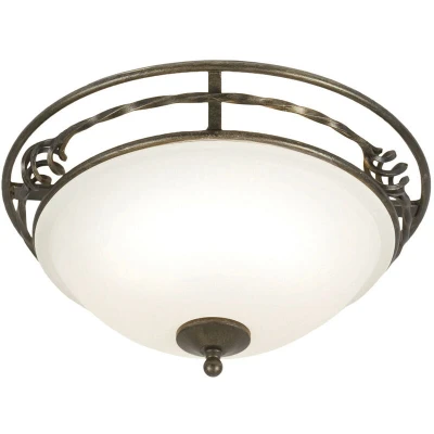Image of Pembroke 2 Light Flush Ceiling Black, Gold, E27