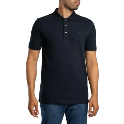 Image of Lyle and Scott Tonal Eagle Polo Shirt Navy Dark Blue size XL
