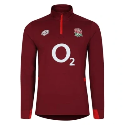 Image of Umbro Mens England Rugby Mid Layer Top 2023 2024 Outerwear Red/Scarlet L