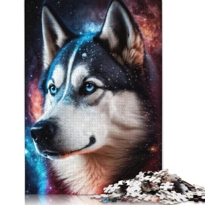 Image of 1000 Pieces Puzzles For Adults Galaxy Space Husky Jigsaw Puzzle Cardboard Educational Games And Kids (Size 38x26cm)
